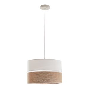 Lámpara coLGante barton 25xø40 cm - blanco/efecto lino [lux.pro]