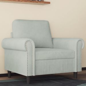 Sillón de terciopelo gris claro 60 cm qweo8010