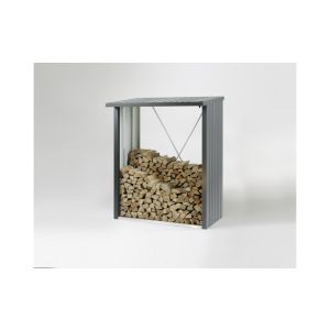CASETA LEÑERO METALICA BIOHORT JARDIN WOODSTOCK 150 COLOR GRIS CUARZO