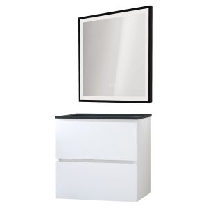 Mueble de baño trendy - 60 cm - blanco mate - 2 cajones - espejo selena