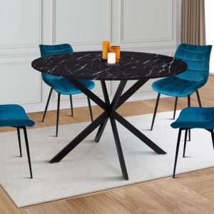 Mesa de comedor redonda - mármol negro - 110 cm