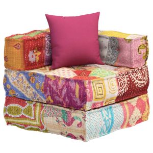 vidaXL puf modular con cojín de tela patchwork