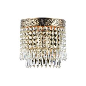 Aplique de pared - palacio - dorado antiguo - cristal - 1 luz - E27