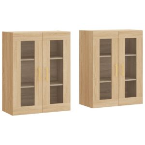 Conjunto de 2 armarios de pared diseño práctico almacenamiento