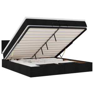 vidaXL estructura de cama otomana con colchones tela negra 200x200cm
