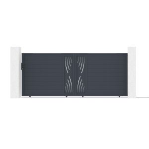 Puerta corredera veleta 400x160 cm + puerta + 4 postes elda + ranger c300