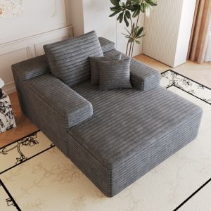 Sofá chaise longue modular tela gris oscuro 1 plaza sin montaje