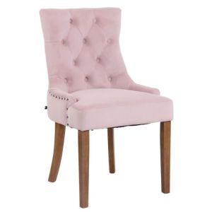 Silla comedor de terciopelo rosa con brazos - 1ud - 92 cm