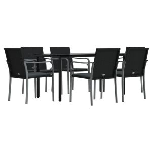 vidaXL juego comedor jardín 7 piezas y cojines ratán sintético y acero