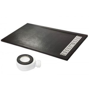 Plato de ducha premium negro - 90x170cm - resina con cargas minerales