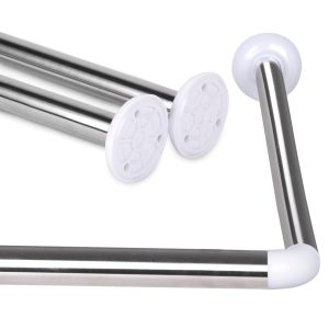 Barra de cortina de ducha de acero universal (modelo l , plata)