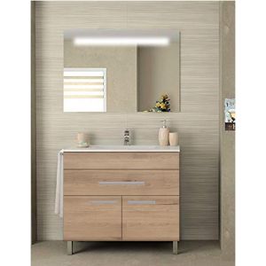 Mueble de baño bahia con lavabo y espejo 80x40cm estepa