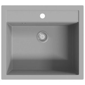 vidaXL fregadero de cocina de granito con un seno gris