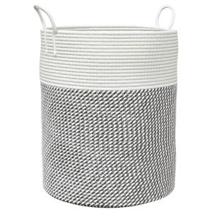 vidaXL cesta de almacenaje aLGodón gris y blanco ø38x46 cm