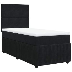 vidaXL cama box spring con colchón terciopelo negro 90x200 cm