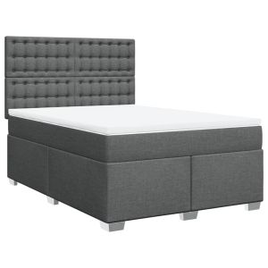 vidaXL cama box spring con colchón tela gris oscuro 160x200 cm