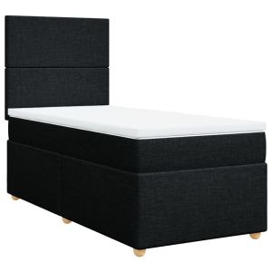 vidaXL cama box spring con colchón tela negro 80x200 cm