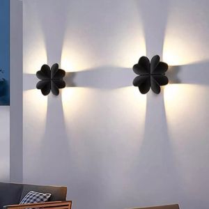 Aplique de pared 2 uds. Interior y exterior trébol impermeable 6000 k