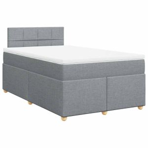 vidaXL cama box spring con colchón tela gris claro 120x190 cm