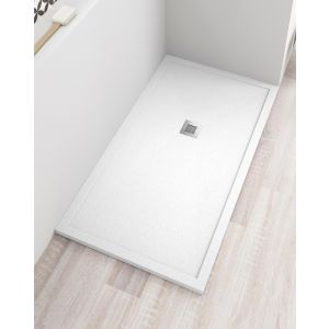Plato ducha con borde valvula y rejilla | blanco | 90 x 100 cm
