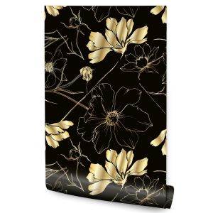 Papel Pintado No Tejido Con Flores Estilo Glamour Para Salón 53cm x 10m