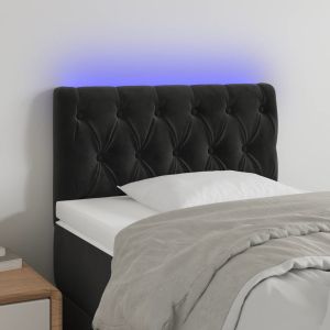 Cabecero con LED de terciopelo negro 80x7x78/88 cm eso9576