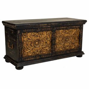 Baúl de madera artesanal negro 101x40x47