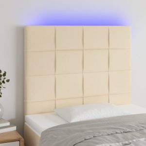 Cabecero con luces LED tela crema 100x5x118/128 cm eso8708