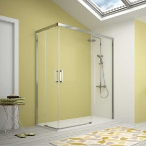 Mampara esquina 2 fijos 75  cm + 2 puertas correderas 125 cm s400