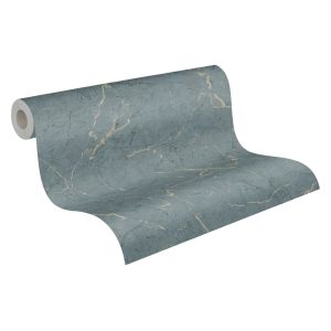 Livingwalls papel pintado marmol azul gris 53 cm x 10.05 m