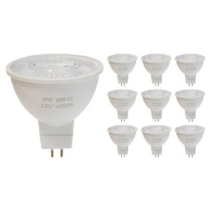 Bombilla LED gu5.3 / mr16 12v 8w smd 80° (pack de 10) - blanco cá