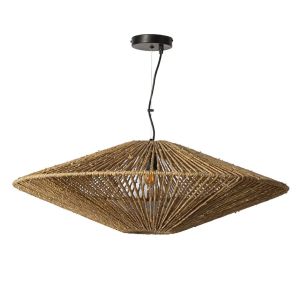 Lámpara colgante bohemia artesanal fibra natural y hierro , marrón ø80cm