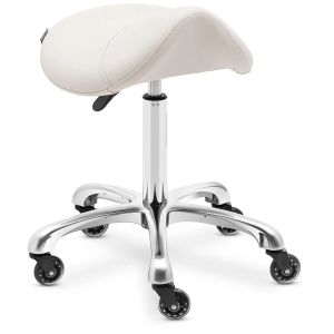 Taburete tipo sela de cavalo 570 750 mm 150 kg bege liga de alumínio PVC pu