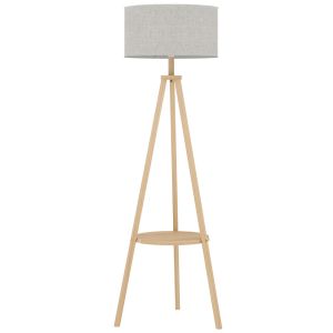 Lámpara de pie 48x48x153 cm madera, lino bicolor Homcom