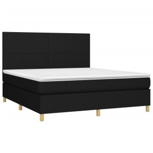 vidaXL cama box spring con colchón tela negro 160x200 cm
