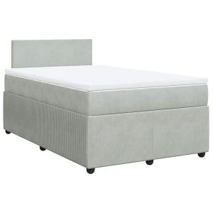 vidaXL cama box spring con colchón terciopelo gris claro 120x190 cm