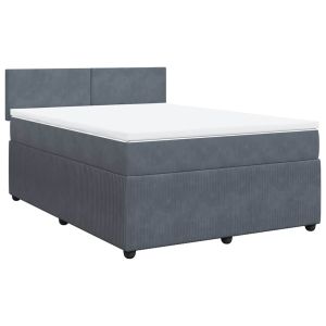 vidaXL cama box spring con colchón terciopelo gris oscuro 140x200 cm