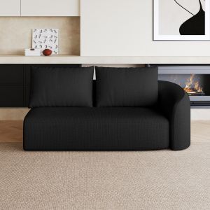 Sofá chaise longue derecha de tela negro 2 plazas para salón