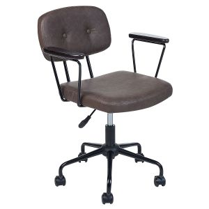 Silla de escritorio algerita piel sintética marrón oscuro