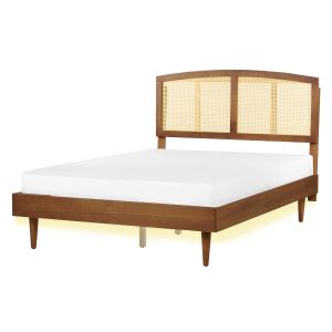 Cama LED ratán varzy 140 x 200 cm marrón