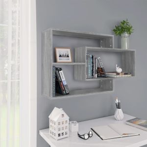 Estante de pared madera ingeniería gris sonoma 104x20x58,5 cm