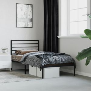 Cama sin colchón con cabecero metal negro 100x190 cm es5771