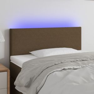 Cabecero con LED de tela marrón oscuro 90x5x78/88 cm eso6226