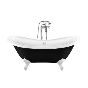 Bañera con patas darlington negra  175 cm patas águila blancas