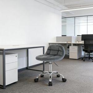 Silla oficina giratoria terciopelo gris oscuro ajustable