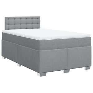 vidaXL cama box spring con colchón tela gris claro 120x200 cm