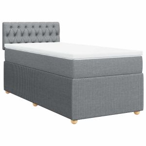 vidaXL cama box spring con colchón tela gris claro 80x200 cm