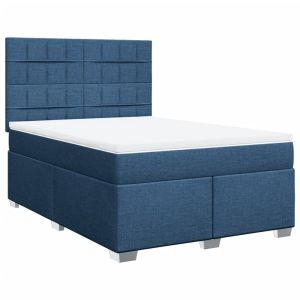 vidaXL cama box spring con colchón tela azul 140x200 cm