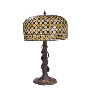 Lámpara sobremesa tiffany base con hojas serie queen ø 45cm