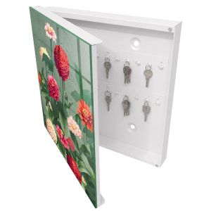 Armario para llaves 30x30x5 jardín en flor, apertura izquierda blanca
